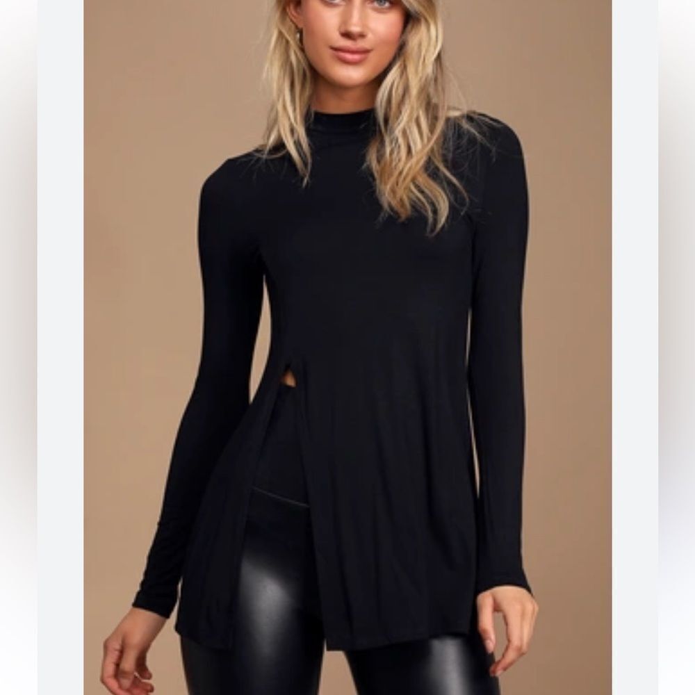 NEW Lulu’s Eyes On Me Black Long Sleeve Tunic Top Women’s Medium
